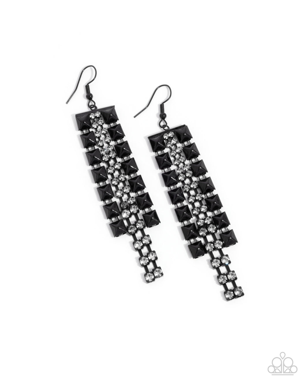 Forceful Fringe - Black Earring