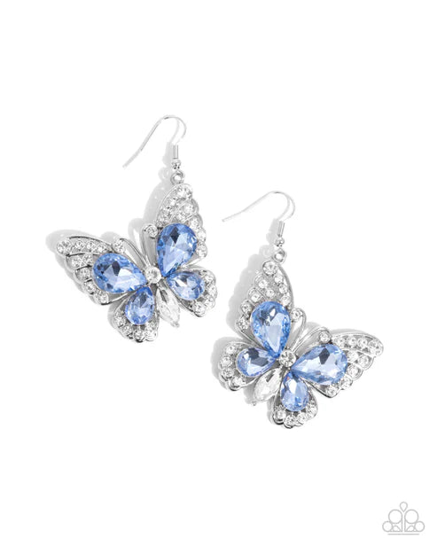 Teardrop Takeoff - Blue (Butterfly) Earrings