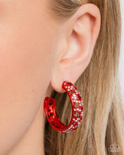 Load image into Gallery viewer, Stellar Significance - Red Hoop Earring
