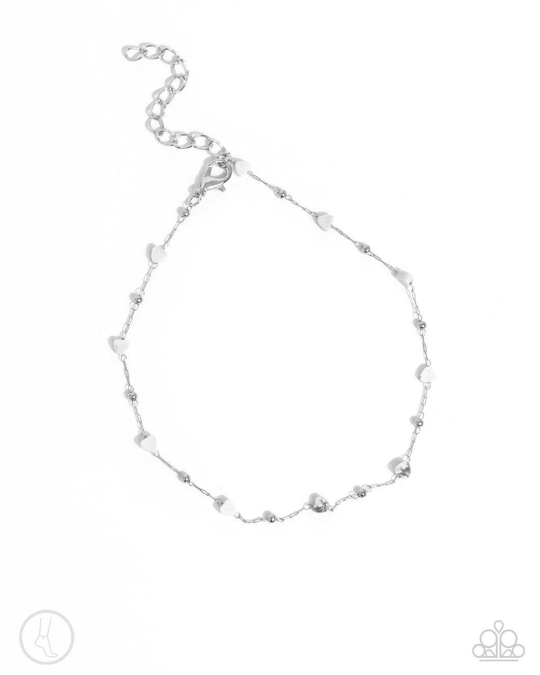 Don't Mention It - White (Heart) Stainless Steel Anklet