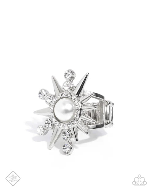 Slam PUNK - White (Pearl/Rhinestone) Ring (MM-0924)