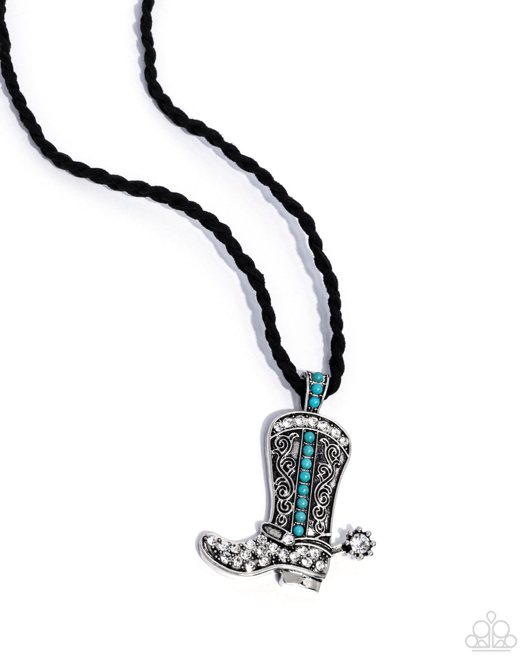 Stony Spur - Blue (Turquoise Stone) Silver Boot Necklace