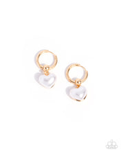 Load image into Gallery viewer, Carriage Chic - Gold (Pearly Heart) Hinge Earring
