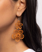 Load image into Gallery viewer, Textured Tiers - Orange (Flower) Earring
