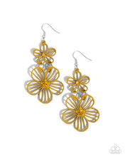 Load image into Gallery viewer, Textured Tiers - Yellow (Flower) Earring
