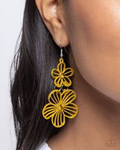 Load image into Gallery viewer, Textured Tiers - Yellow (Flower) Earring
