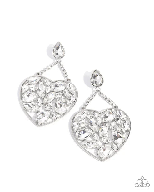 Glittery Gait - White  Post Earrings (LOP-1124)