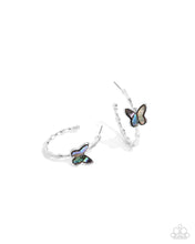 Load image into Gallery viewer, Butterfly Beginning - Blue (Butterfly) Hoop Earrng
