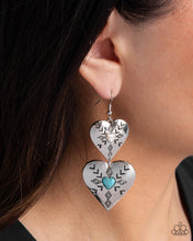 Load image into Gallery viewer, Rustic Repetition - Multi (White &amp; Turquoise) Heart Earring
