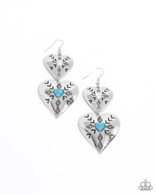 Load image into Gallery viewer, Rustic Repetition - Multi (White &amp; Turquoise) Heart Earring
