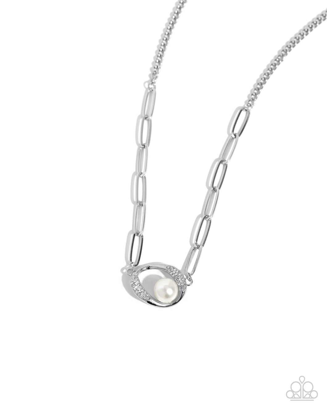 Tilted Tutor - White (Rhinestone) Necklace