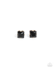 Load image into Gallery viewer, Squared Soprano - Black Gem (Gold Post) Earring
