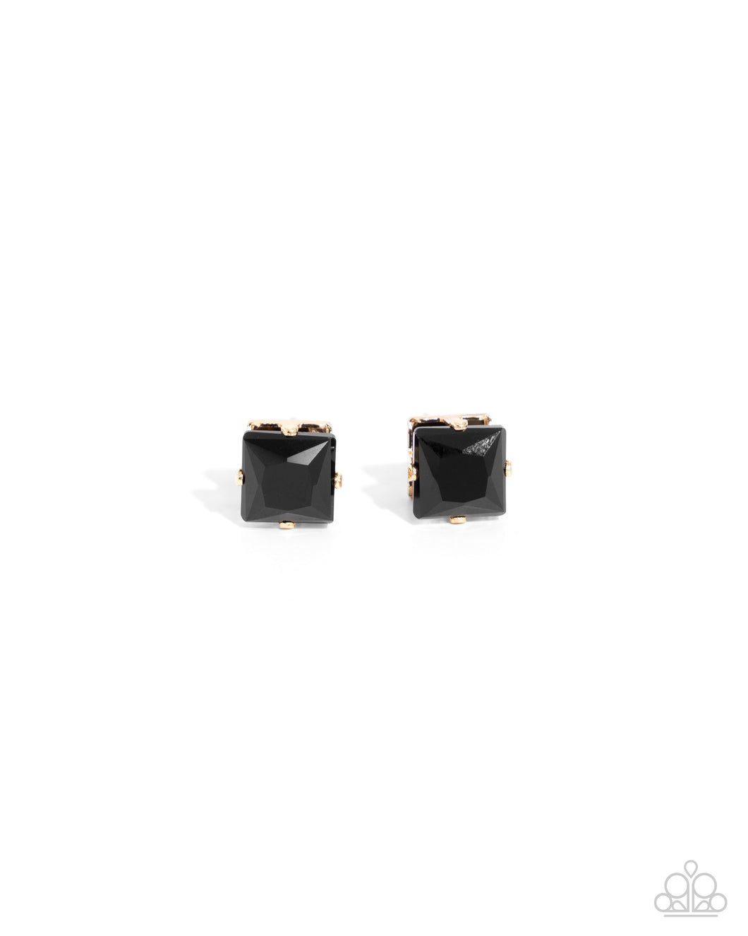 Squared Soprano - Black Gem (Gold Post) Earring