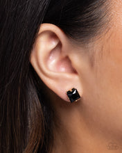 Load image into Gallery viewer, Squared Soprano - Black Gem (Gold Post) Earring
