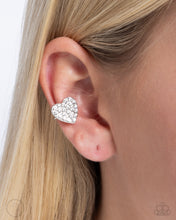 Load image into Gallery viewer, As Far As It GLOWS - White (Rhinestone Heart) Cuff Earring
