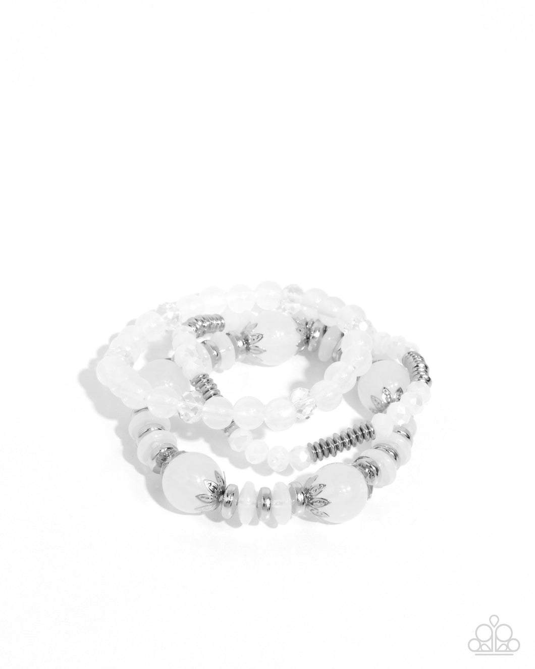 Flashy Frugality - White Bracelet