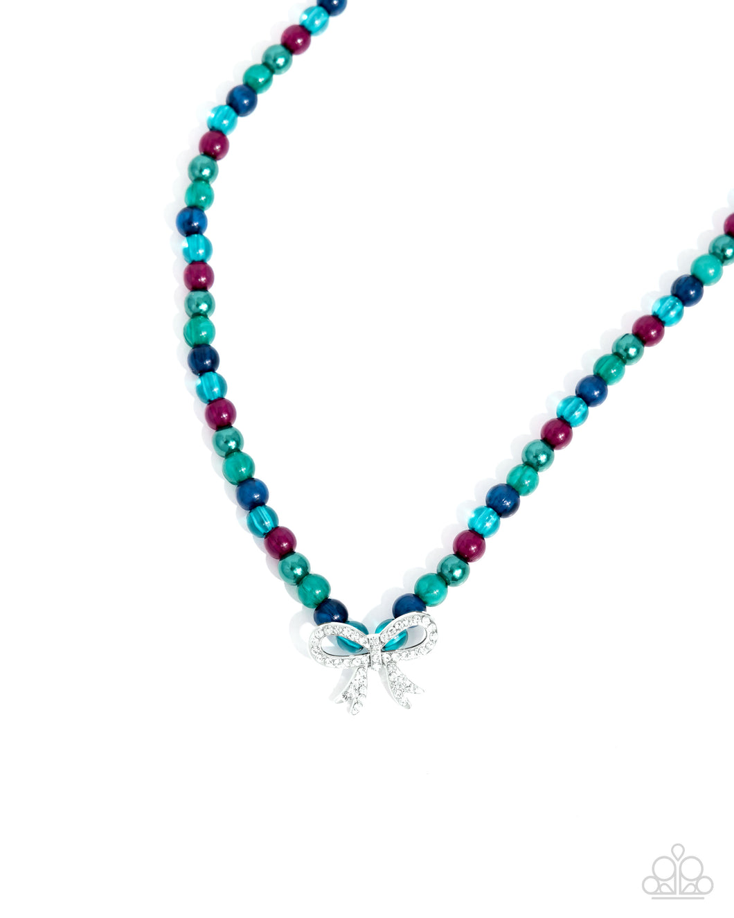 Elegant Empress - Green (Silver Bow) Necklace