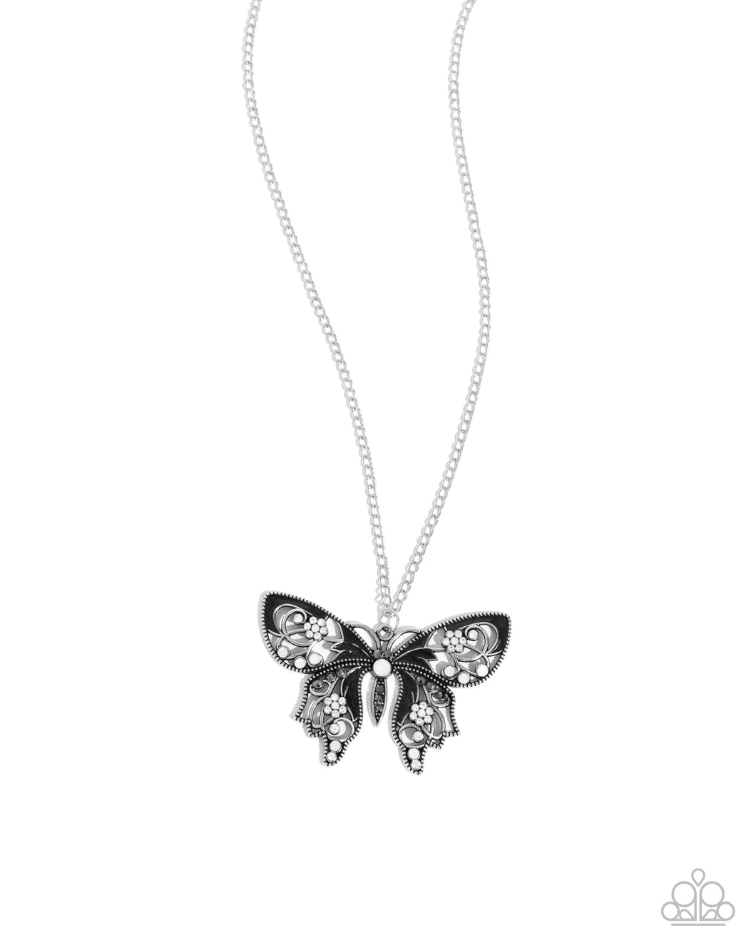 Whimsical Weekday - Black (Hematite Butterfly) Necklace