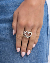 Load image into Gallery viewer, Abstract Attraction - White (Rhinestone) Heart Ring
