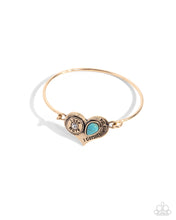 Load image into Gallery viewer, Give More Love - Gold (Turquoise) Heart Bracelet
