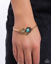 Load image into Gallery viewer, Give More Love - Gold (Turquoise) Heart Bracelet
