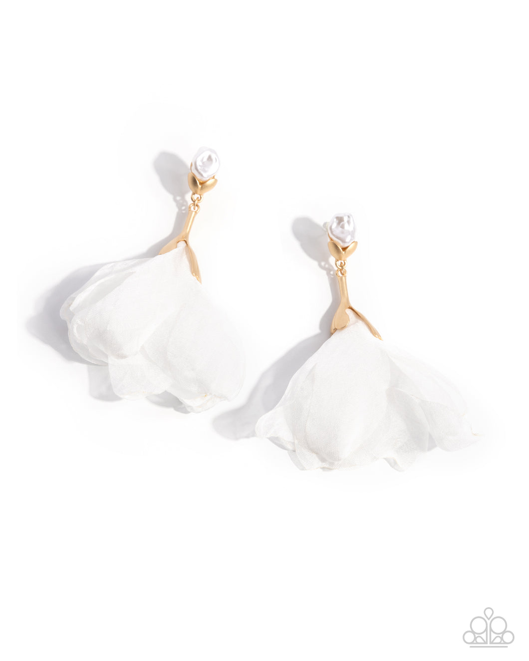 Corps de Ballet - Gold (White Tulle Flower) Earring