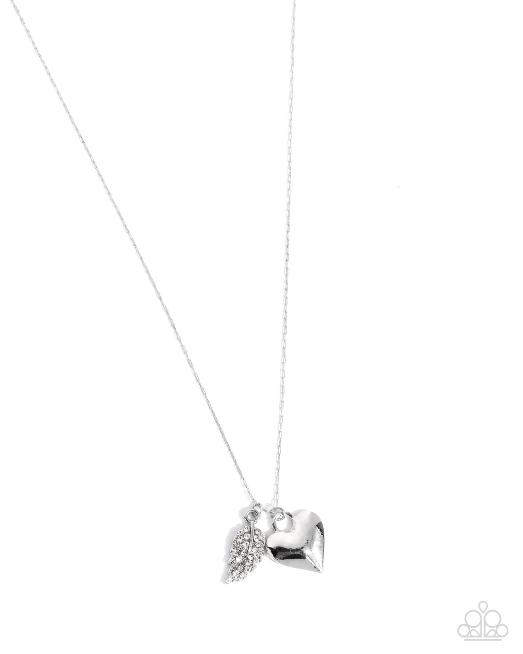 Keep it LEAF - White Rhinestone Leaf (Silver Heart) Necklace