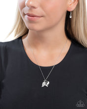 Load image into Gallery viewer, Keep it LEAF - White Rhinestone Leaf (Silver Heart) Necklace
