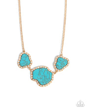 Load image into Gallery viewer, Complete Look - Gold (Turquoise) Set: Digging Deep - Gold Necklace and Earthy Excavation - Gold Bracelet  (BB-GD-GW)
