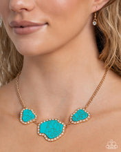 Load image into Gallery viewer, Complete Look - Gold (Turquoise) Set: Digging Deep - Gold Necklace and Earthy Excavation - Gold Bracelet  (BB-GD-GW)
