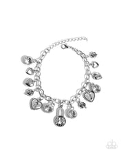 Load image into Gallery viewer, Complete Look - White Rhinestone  (Charm) Set: LOCK of Love - White Necklace and Luxurious Locks - White Bracelet (BB-WT-GJ)
