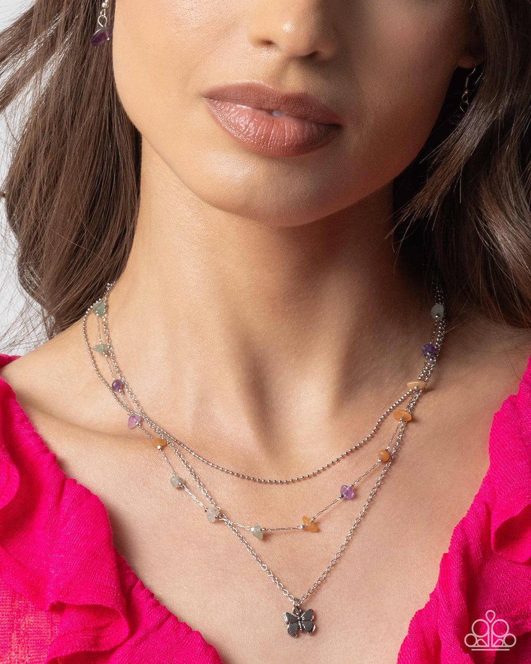 Complete Look - Purple Butterfly Set: Free-Spirited Favorite - Purple Necklace and Free-Spirited Fondness - Purple Bracelet (BB-PR-FB)