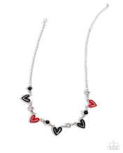 Load image into Gallery viewer, Complete Look - Black and Red (Heart) Necklace and Bracelet Set -Friendly Fringe - Black Necklace and Friendly Finale - Black Bracelet (BB-BK-FF)
