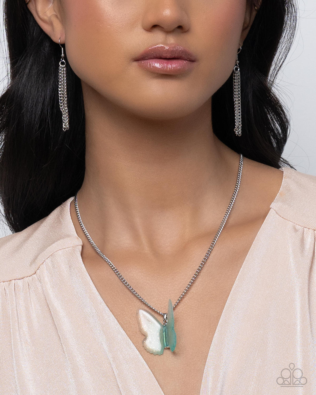Complete Look - Blue Butterfly Set: Fine Flight - Blue Necklace and Free-Spirited Flight - Blue Ring (BB-BL-DV)