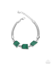 Load image into Gallery viewer, Complete Look Green Set: Lined Legacy - Green Necklace and Lined Leisure - Green Bracelet (Complete Necklace and Bracelet Set) - (BB-GR-BT)
