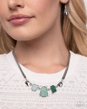 Load image into Gallery viewer, Complete Look Green Set: Lined Legacy - Green Necklace and Lined Leisure - Green Bracelet (Complete Necklace and Bracelet Set) - (BB-GR-BT)
