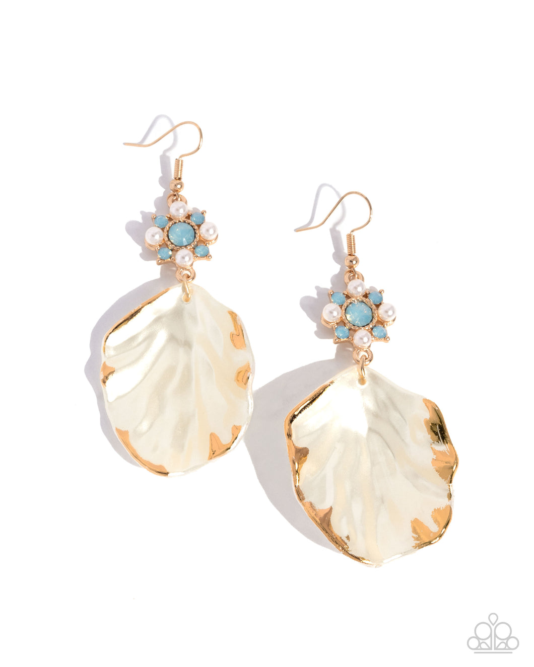 Coastal Candidate - Blue White Seashell) Earring