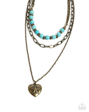 Load image into Gallery viewer, Home Stretch - Brass (Heart) Turquoise Bead Necklace
