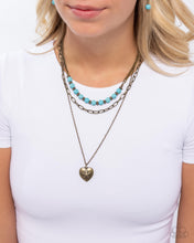 Load image into Gallery viewer, Home Stretch - Brass (Heart) Turquoise Bead Necklace
