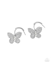 Load image into Gallery viewer, Butterfly Boundary - White (Rhinestone) Hoop Butterfly Earring
