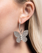 Load image into Gallery viewer, Butterfly Boundary - White (Rhinestone) Hoop Butterfly Earring
