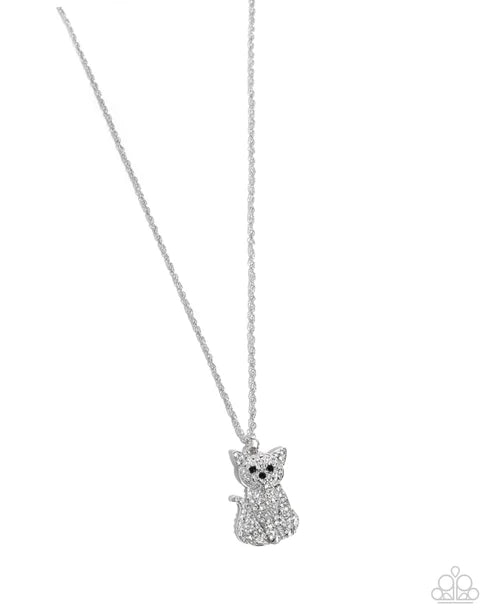 Cat Call - White (Rhinestone) Necklace