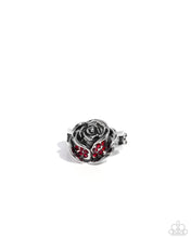 Load image into Gallery viewer, Rose Ranking - Red Rhinestone Petals (Silver Rose) Ring
