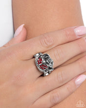 Load image into Gallery viewer, Rose Ranking - Red Rhinestone Petals (Silver Rose) Ring
