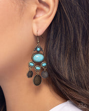 Load image into Gallery viewer, Chandelier Candor - Brass (Turquoise) Earring
