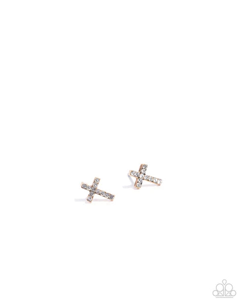 Sacred Shimmer - Gold Post Cross Earring