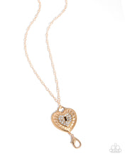 Load image into Gallery viewer, Panoramic Padlock - Gold Heart Lanyard Necklace
