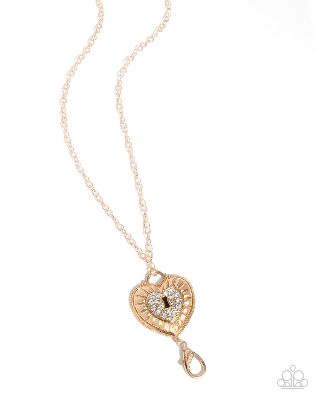 Panoramic Padlock - Gold Heart Lanyard Necklace