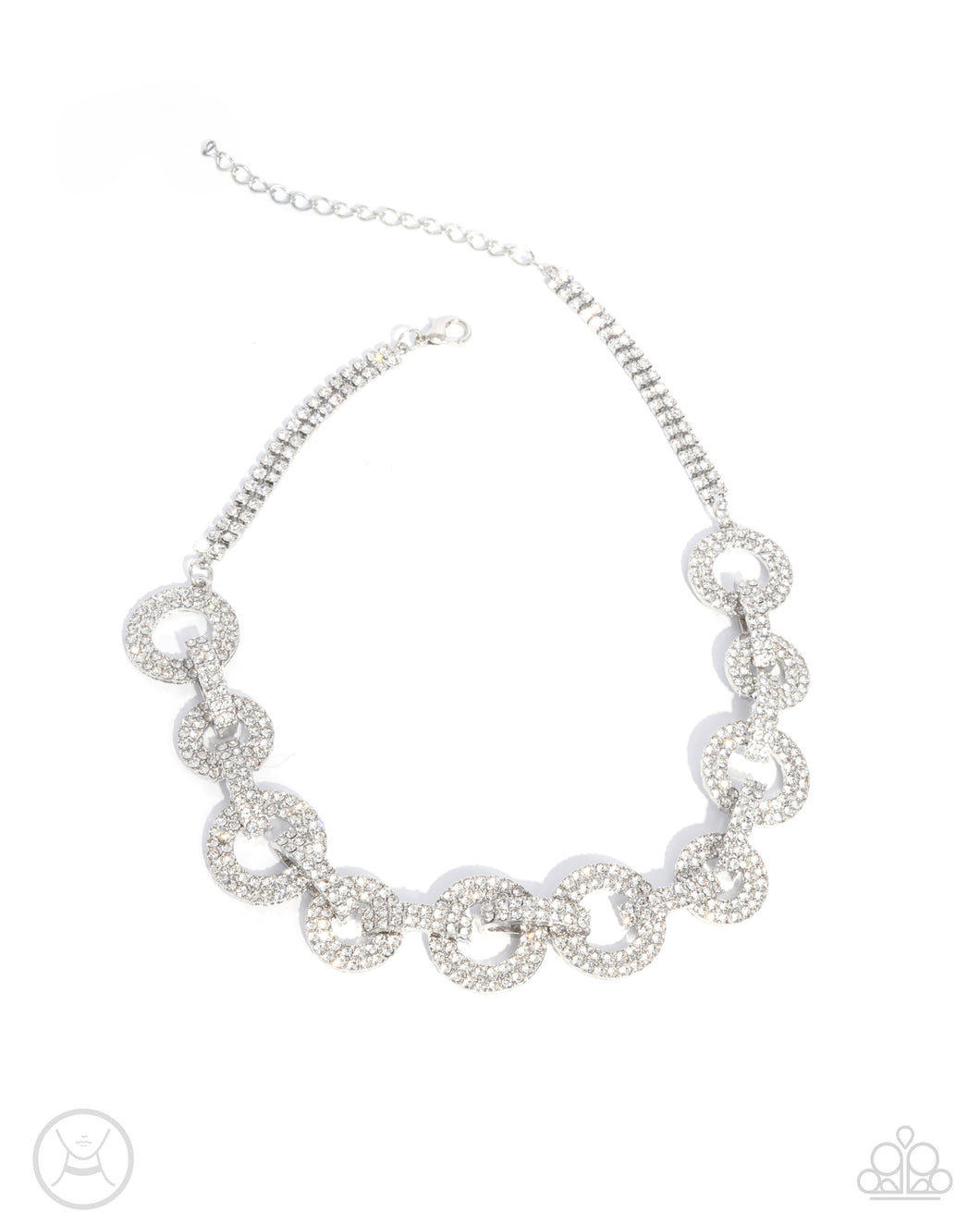 Elegant Embrace - White (Rhinestone) Choker Necklace