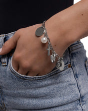 Load image into Gallery viewer, Charm Commitment - White Pearl (Silver Charm) Cross Bracelet
